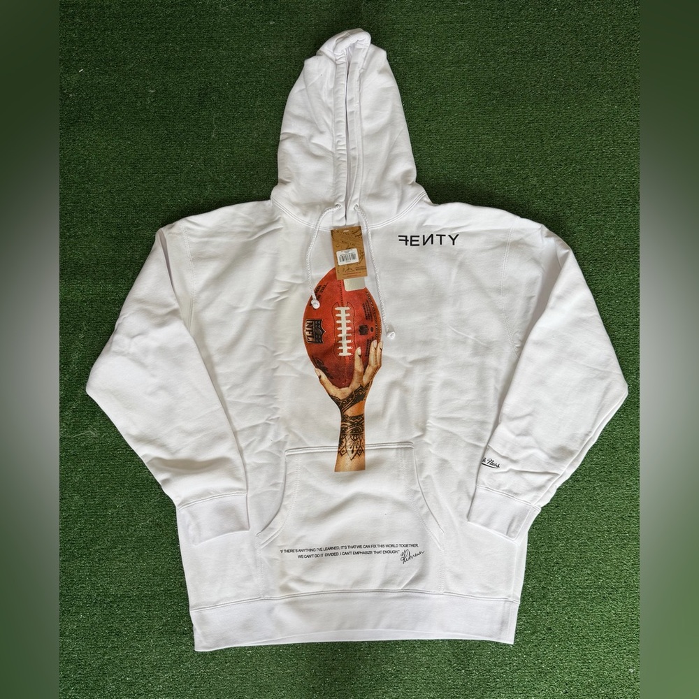 Fenty Mitchell & Ness Super Bowl LVII Icon Hoodie Sz Large White Rihanna NFL